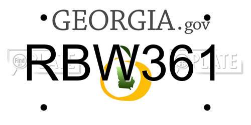 RBW361 Georgia License Plate