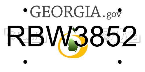 RBW3852 Georgia License Plate