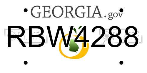 RBW4288 Georgia License Plate