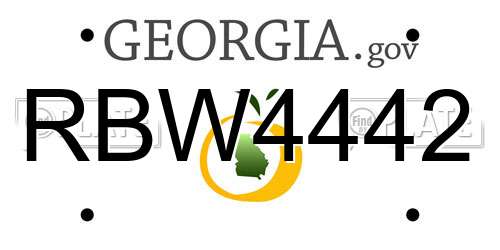 RBW4442 Georgia License Plate