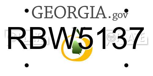 RBW5137 Georgia License Plate