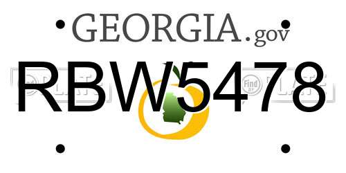 RBW5478 Georgia License Plate