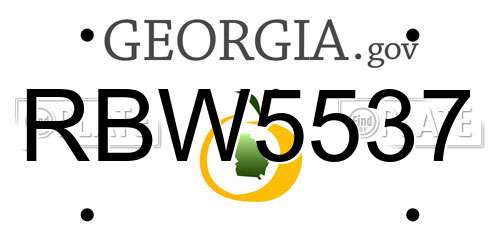 RBW5537 Georgia License Plate