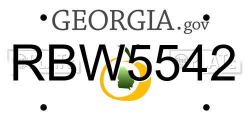 RBW5542 Georgia License Plate