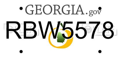 RBW5578 Georgia License Plate