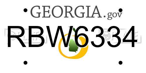 RBW6334 Georgia License Plate