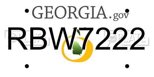 RBW7222 Georgia License Plate