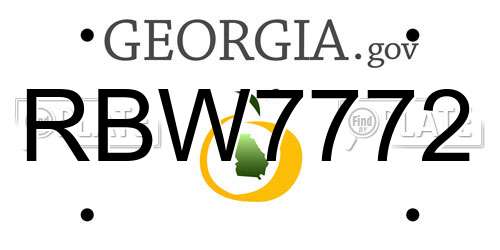 RBW7772 Georgia License Plate