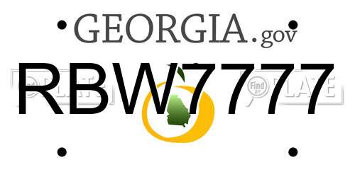RBW7777 Georgia License Plate
