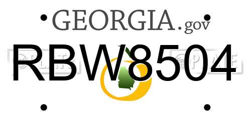 RBW8504 Georgia License Plate