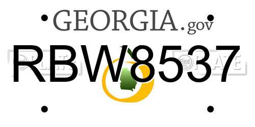 RBW8537 Georgia License Plate