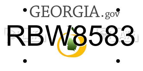 RBW8583 Georgia License Plate