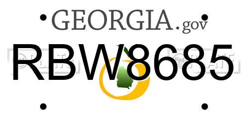 RBW8685 Georgia License Plate