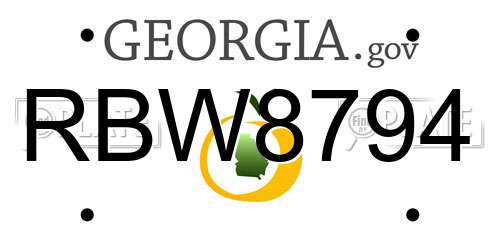 RBW8794 Georgia License Plate