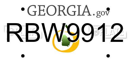 RBW9912 Georgia License Plate