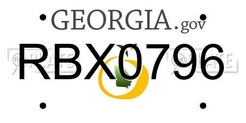 RBX0796 Georgia License Plate