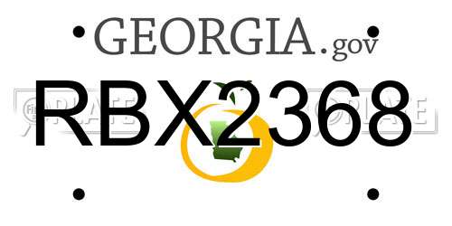 RBX2368 Georgia License Plate