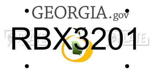 RBX3201 Georgia License Plate