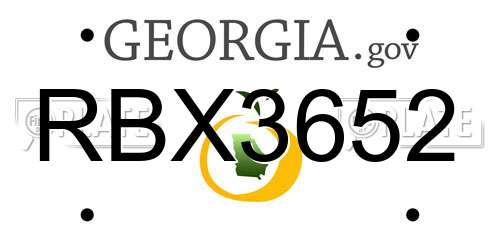 RBX3652 Georgia License Plate