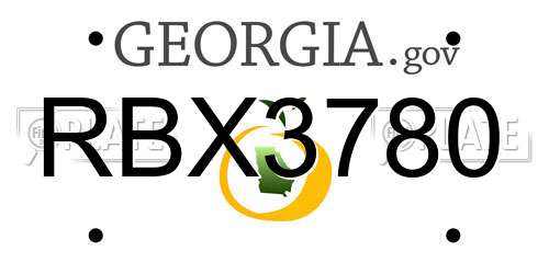 RBX3780 Georgia License Plate