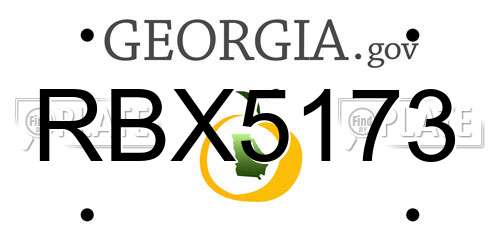 RBX5173 Georgia License Plate