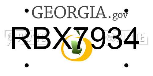 RBX7934 Georgia License Plate
