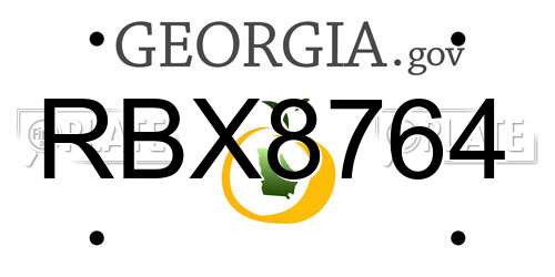 RBX8764 Georgia License Plate