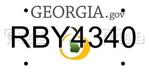 RBY4340 Georgia License Plate