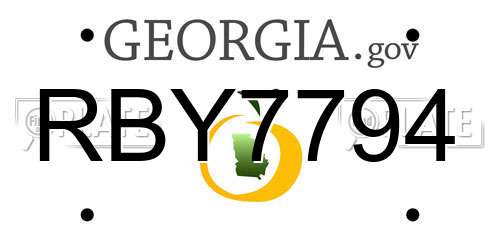 RBY7794 Georgia License Plate