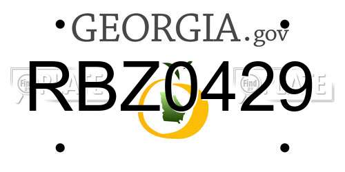 RBZ0429 Georgia License Plate