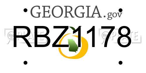 RBZ1178 Georgia License Plate