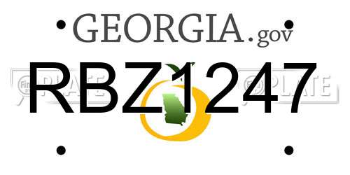 RBZ1247 Georgia License Plate