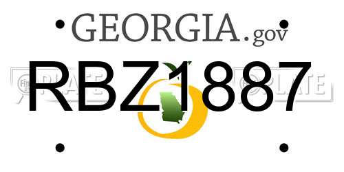 RBZ1887 Georgia License Plate
