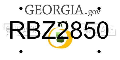 RBZ2850 Georgia License Plate