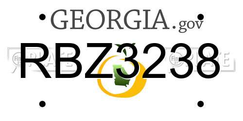 RBZ3238 Georgia License Plate