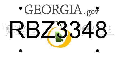 RBZ3348 Georgia License Plate