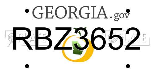 RBZ3652 Georgia License Plate
