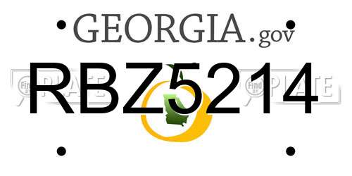RBZ5214 Georgia License Plate
