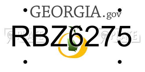 RBZ6275 Georgia License Plate