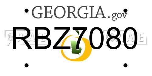 RBZ7080 Georgia License Plate