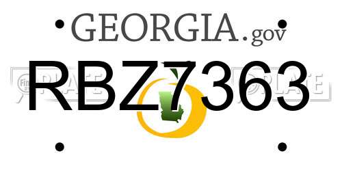 RBZ7363 Georgia License Plate