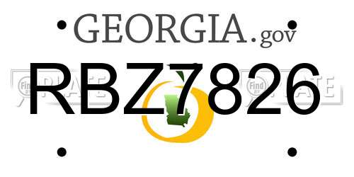 RBZ7826 Georgia License Plate