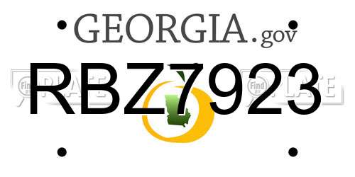 RBZ7923 Georgia License Plate