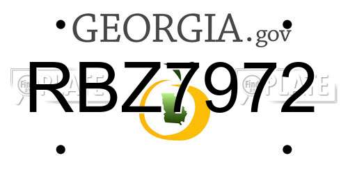 RBZ7972 Georgia License Plate