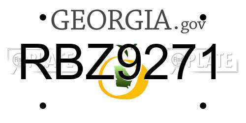 RBZ9271 Georgia License Plate