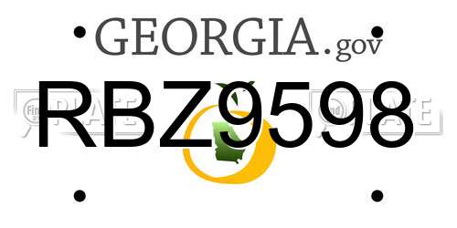RBZ9598 Georgia License Plate