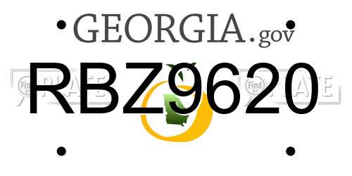 RBZ9620 Georgia License Plate