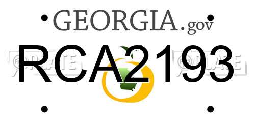 RCA2193 Georgia License Plate