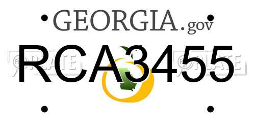 RCA3455 Georgia License Plate