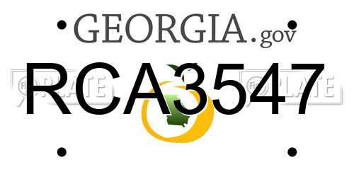 RCA3547 Georgia License Plate